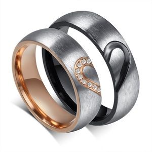 Couples Heart Design Titanium Steel Promise Rings